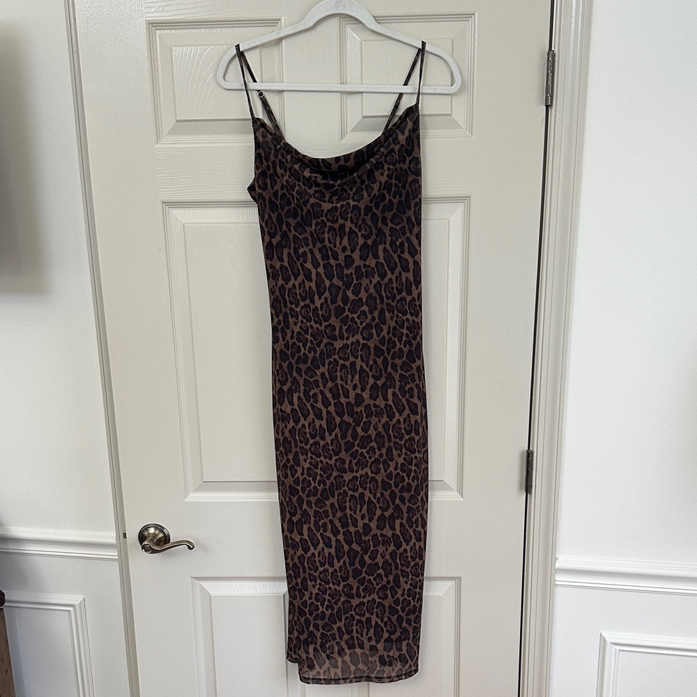 Rachel Zoe Brown Animal Print Midi Dress